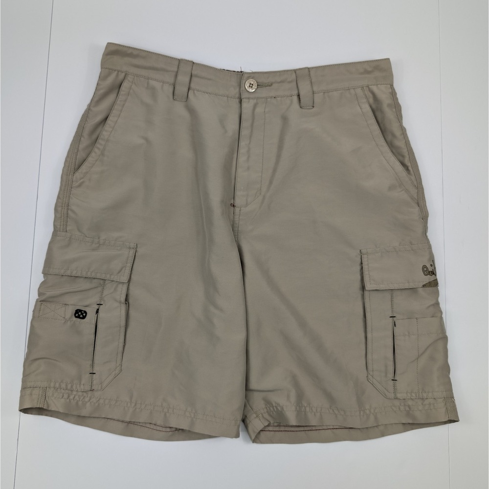 Vintage Y2K Quiksilver Cargo Shorts Mens 34x9 Tan Skater‎ Surfer Streetwear